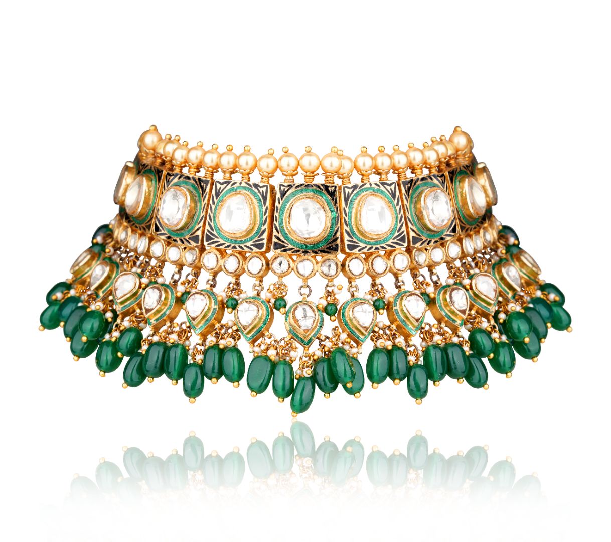 Greeen Polki SIlver Set