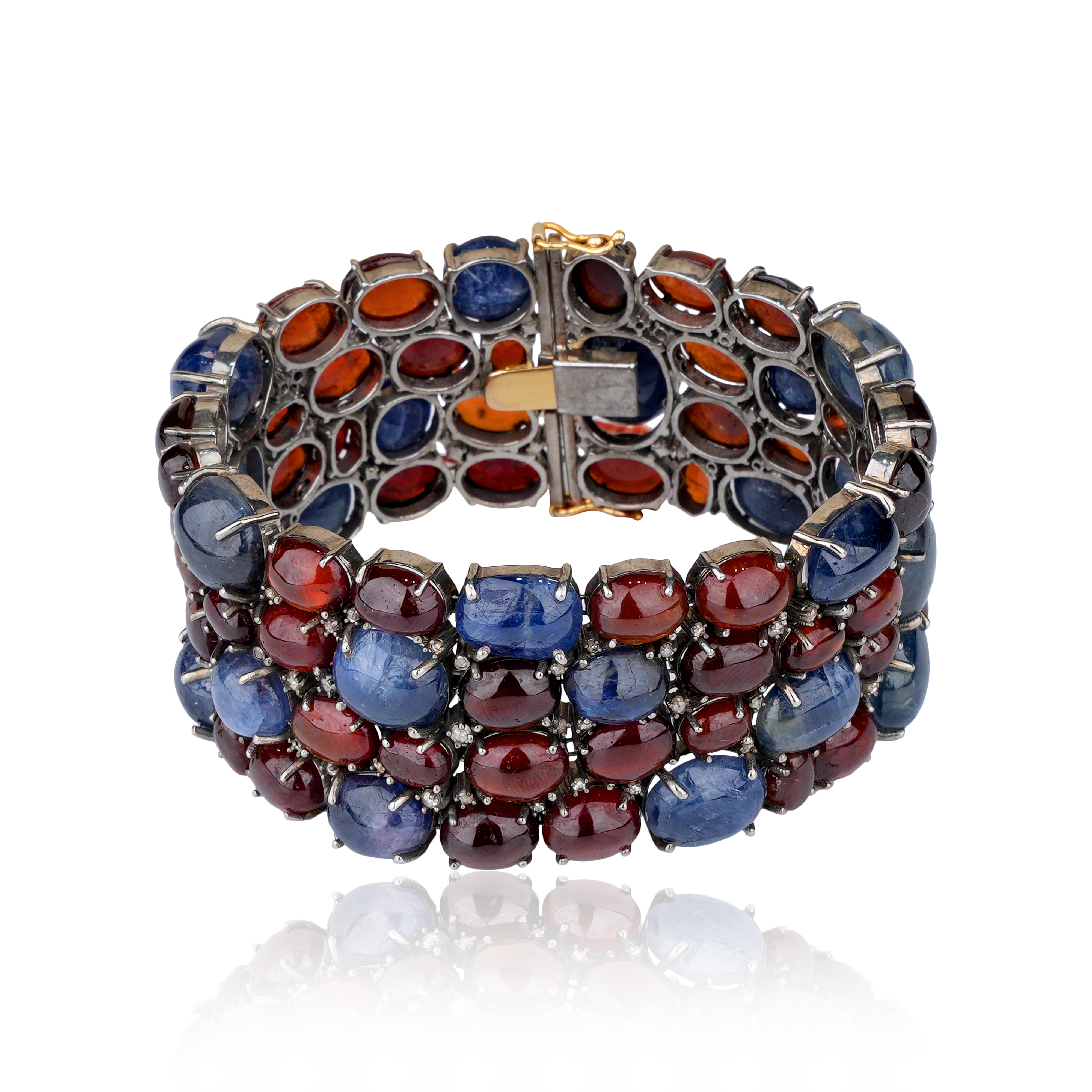Blue Sapphire Garnet Diamond Bracelet