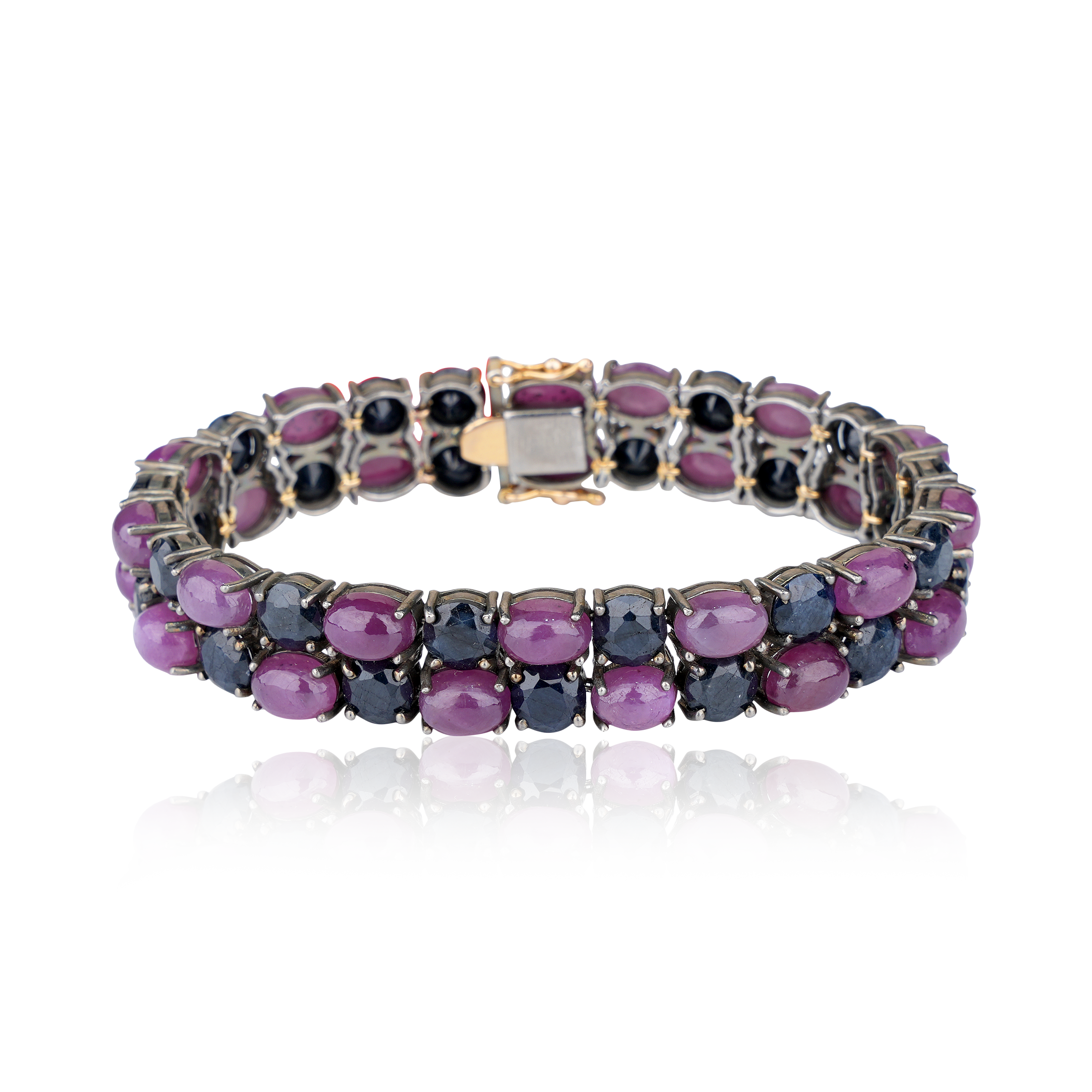 Ruby Blue Sapphire Slim Bracelet