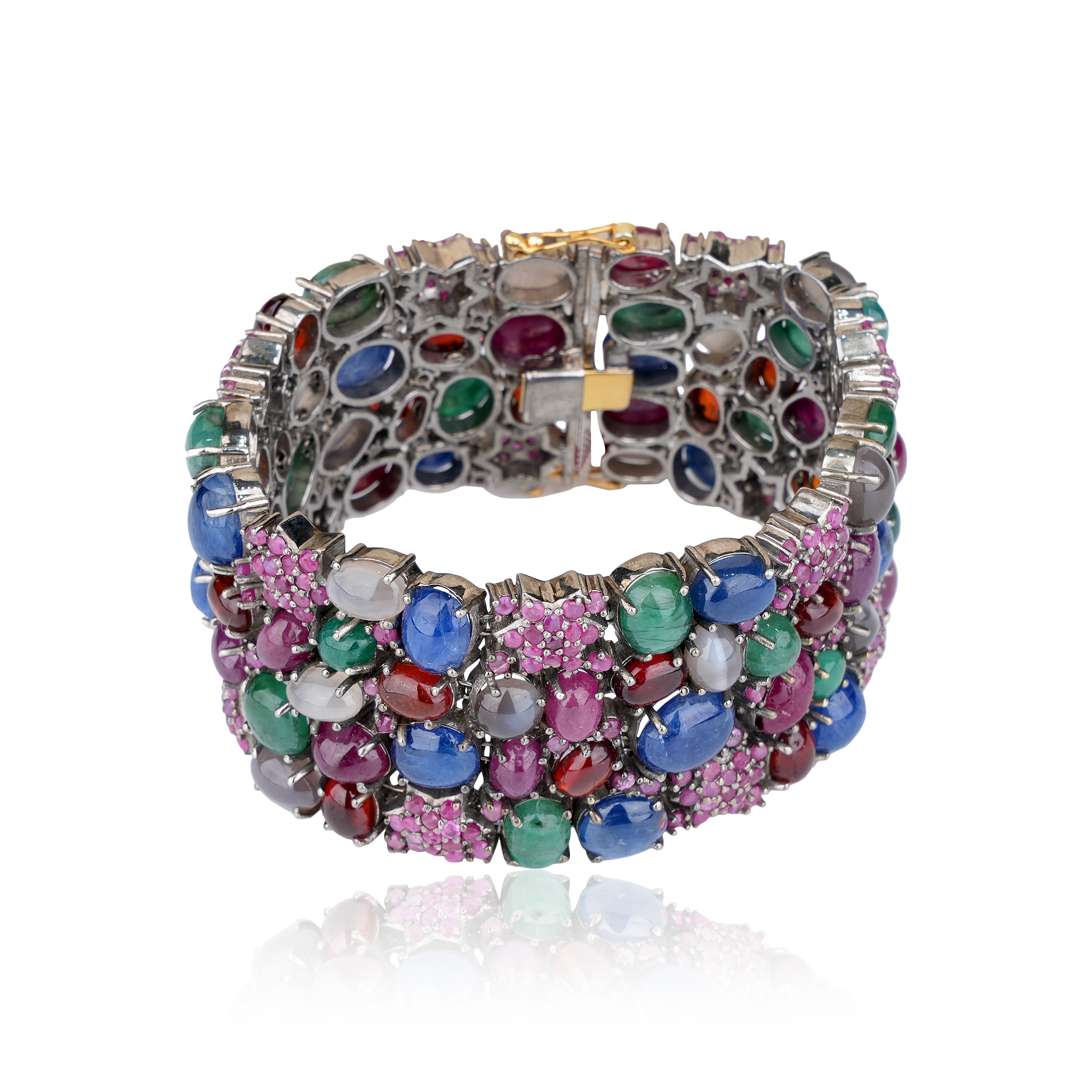 Ruby Blue Sapphire Cats Eye Bracelet