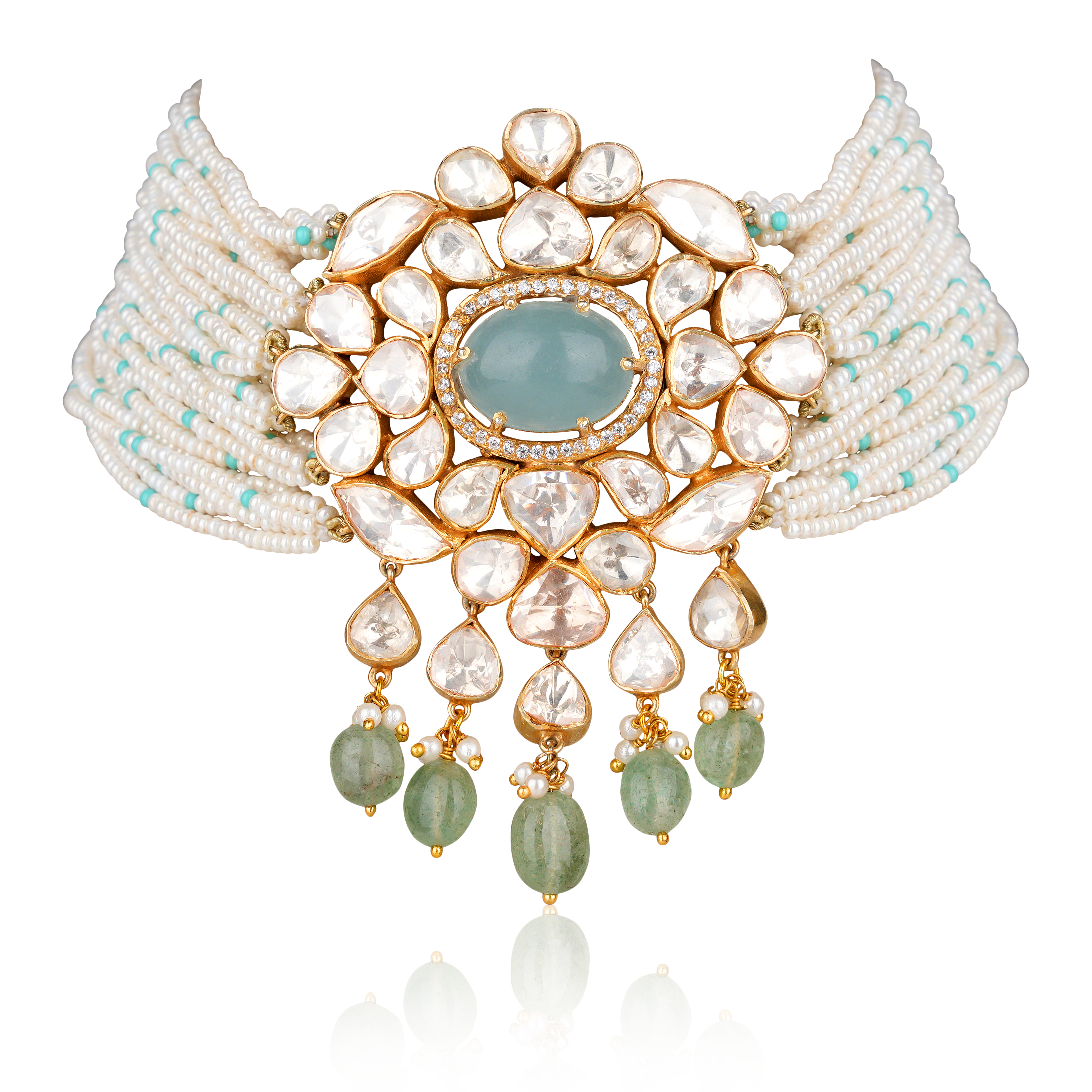 Aquamarine Polki Choker Set