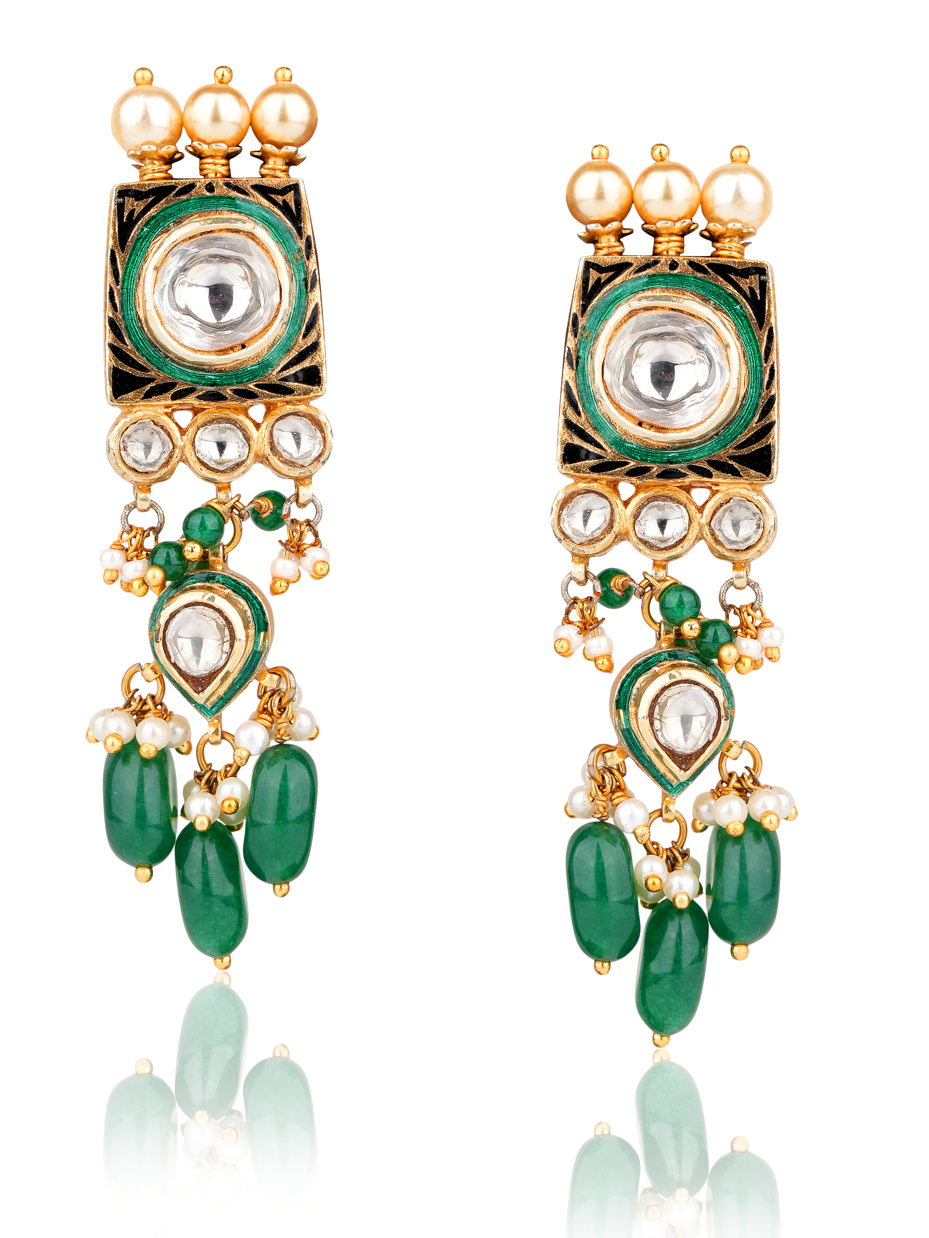 Greeen Polki SIlver Set