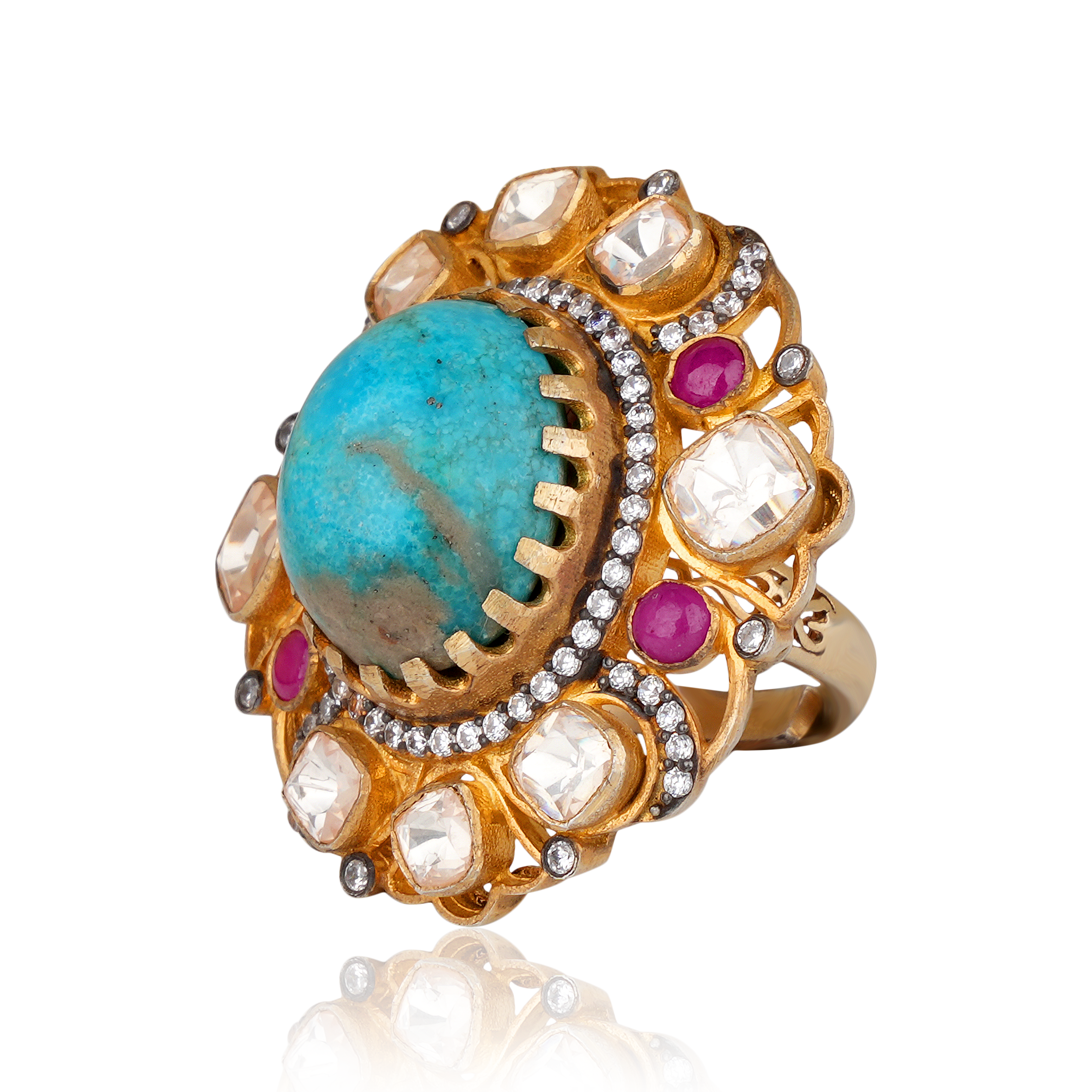 Firoza Ruby Silver Ring