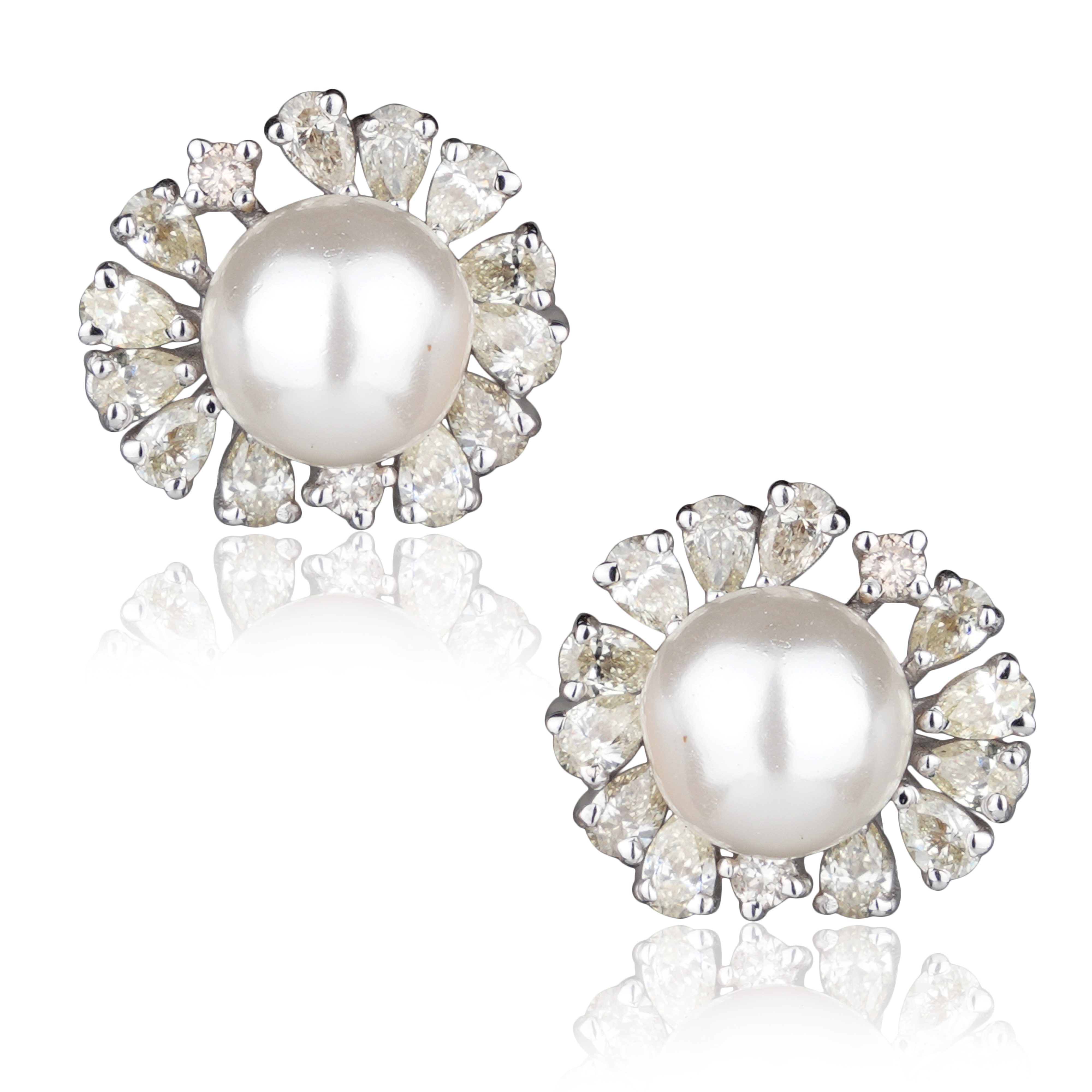 DTF-597 Pearl Marquise Diamond Earrings