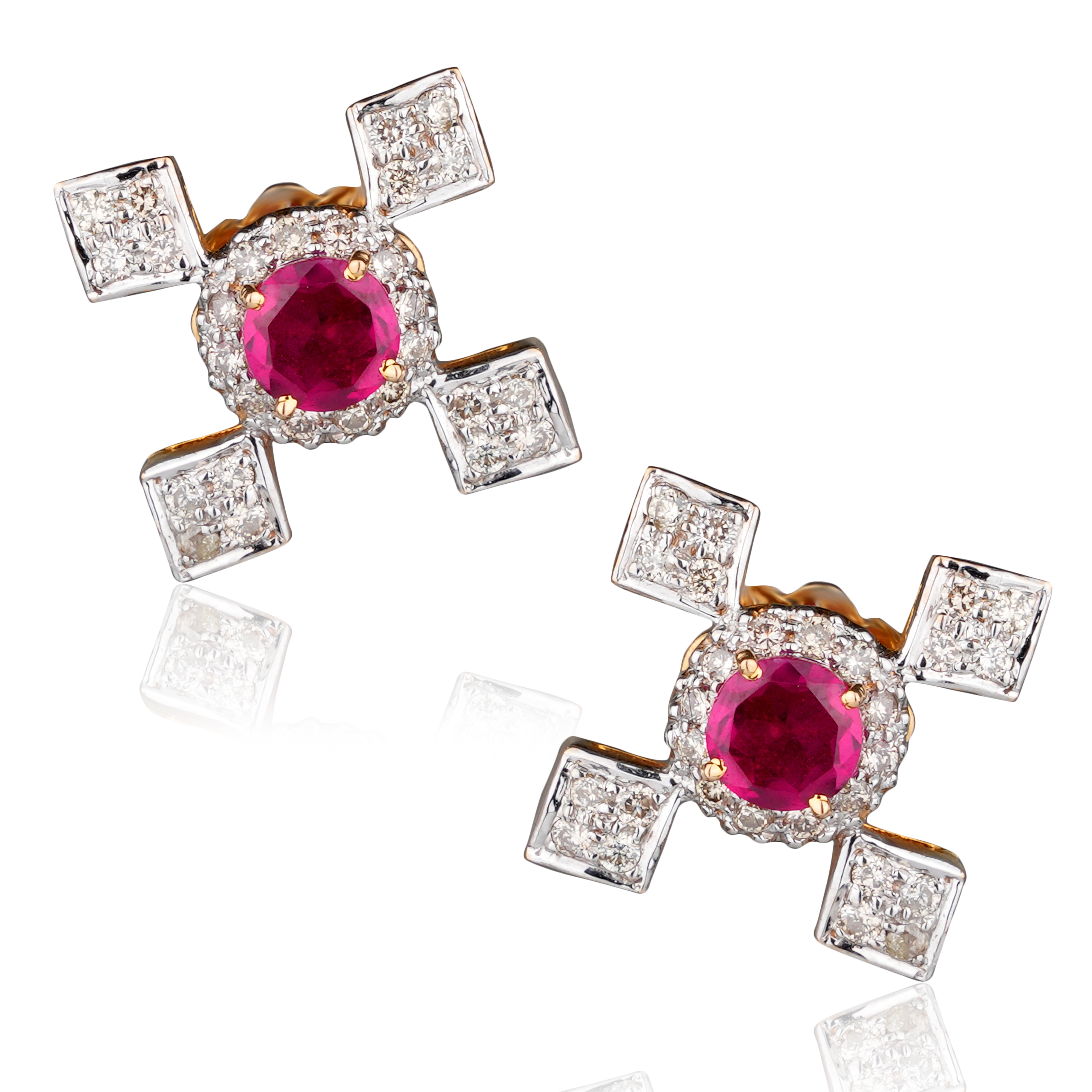 DTE-510 Ruby Diamond Earrings