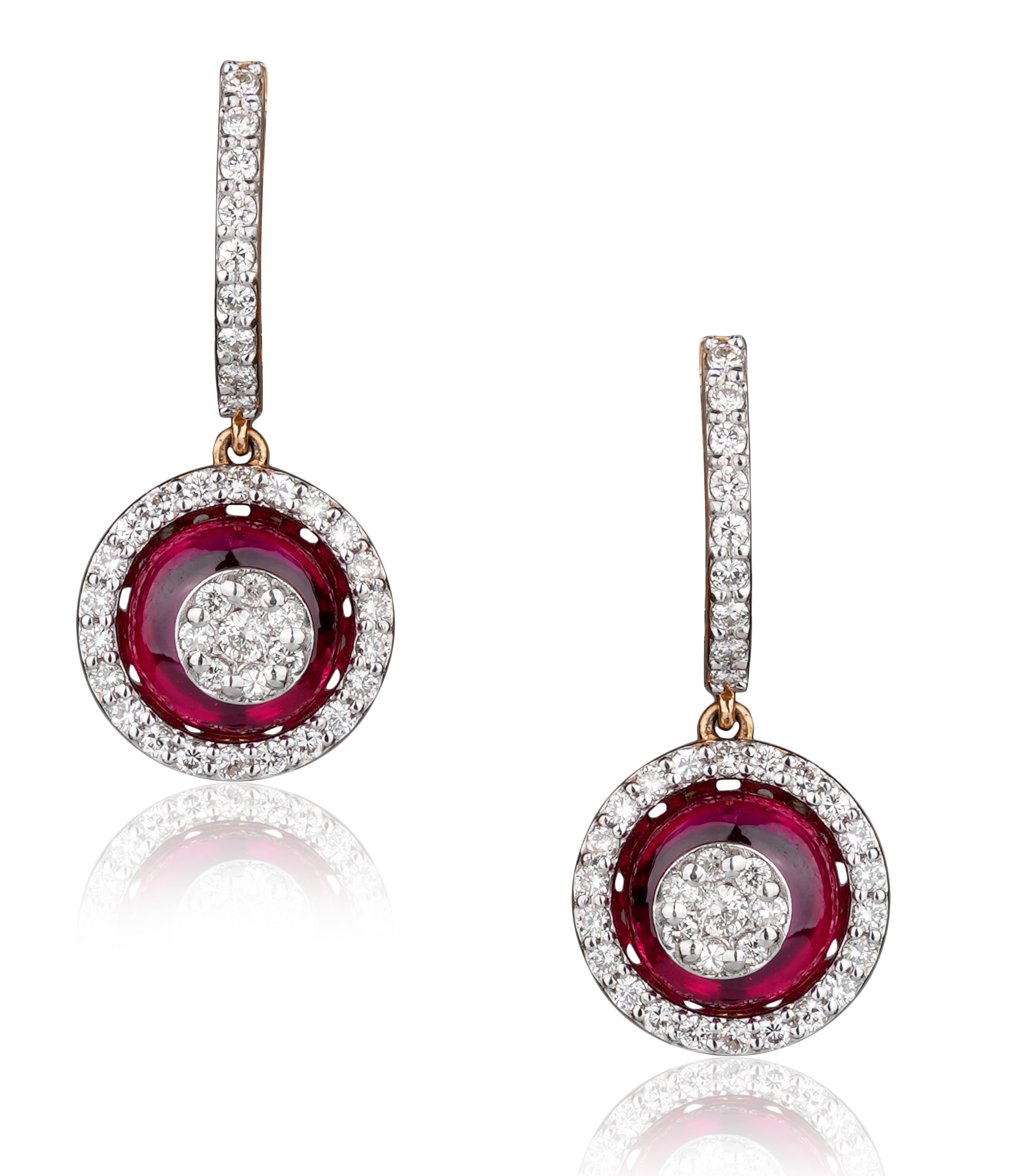 DTF-475 Ruby Diamond Hanging Earrings