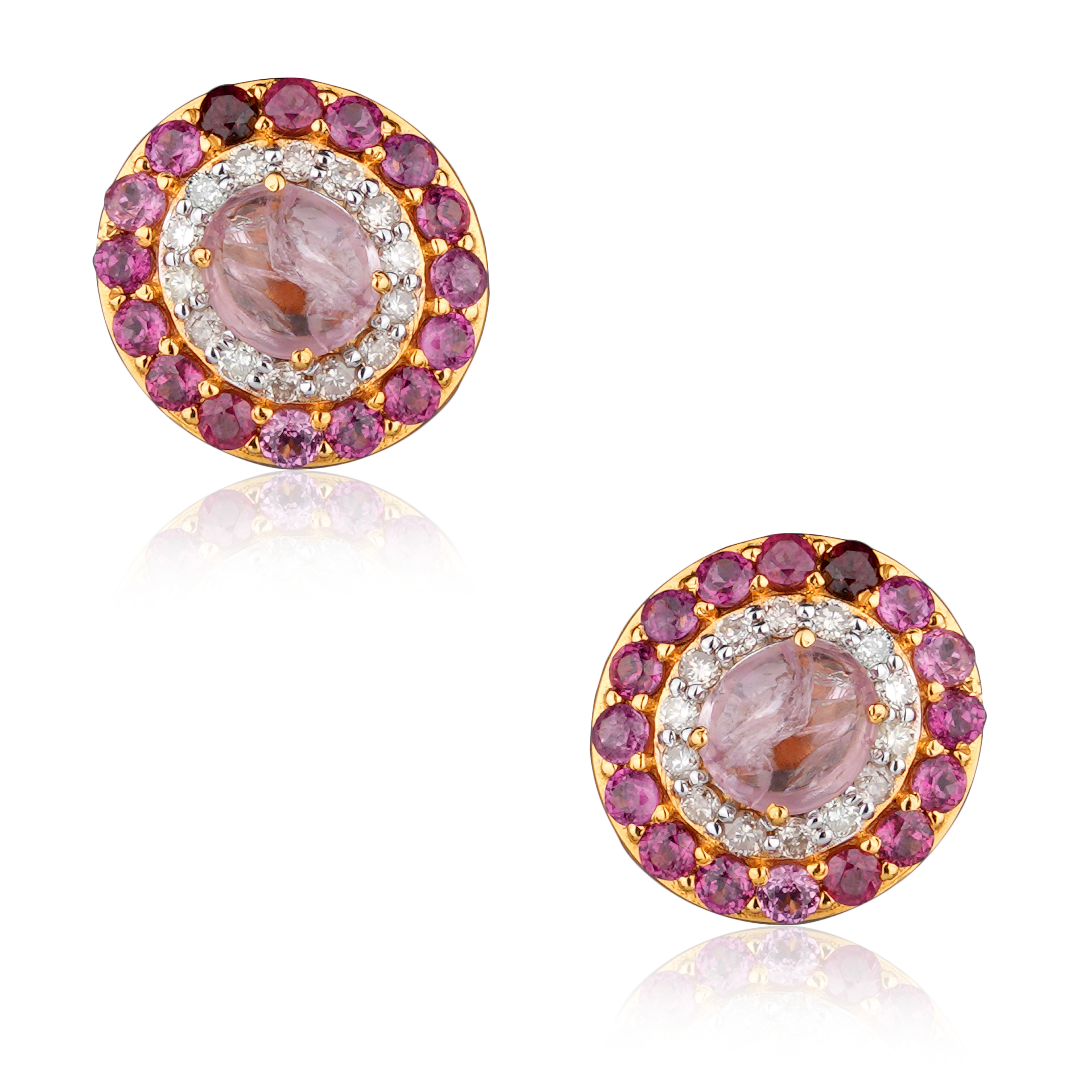DTF-981 Pink Sapphire - Ruby Diamond Earrings