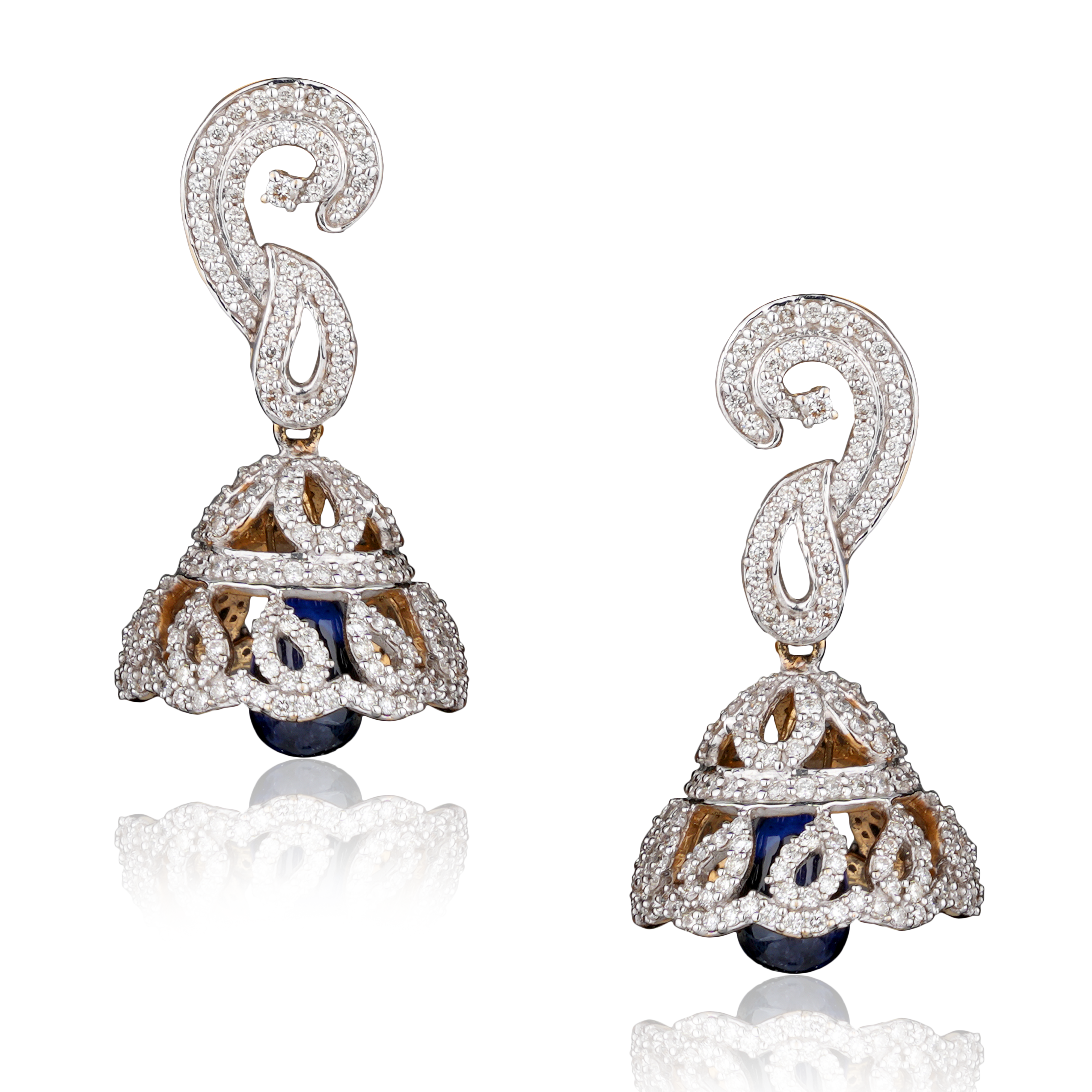 DTF-57 Blue Sapphire Diamond Earrings