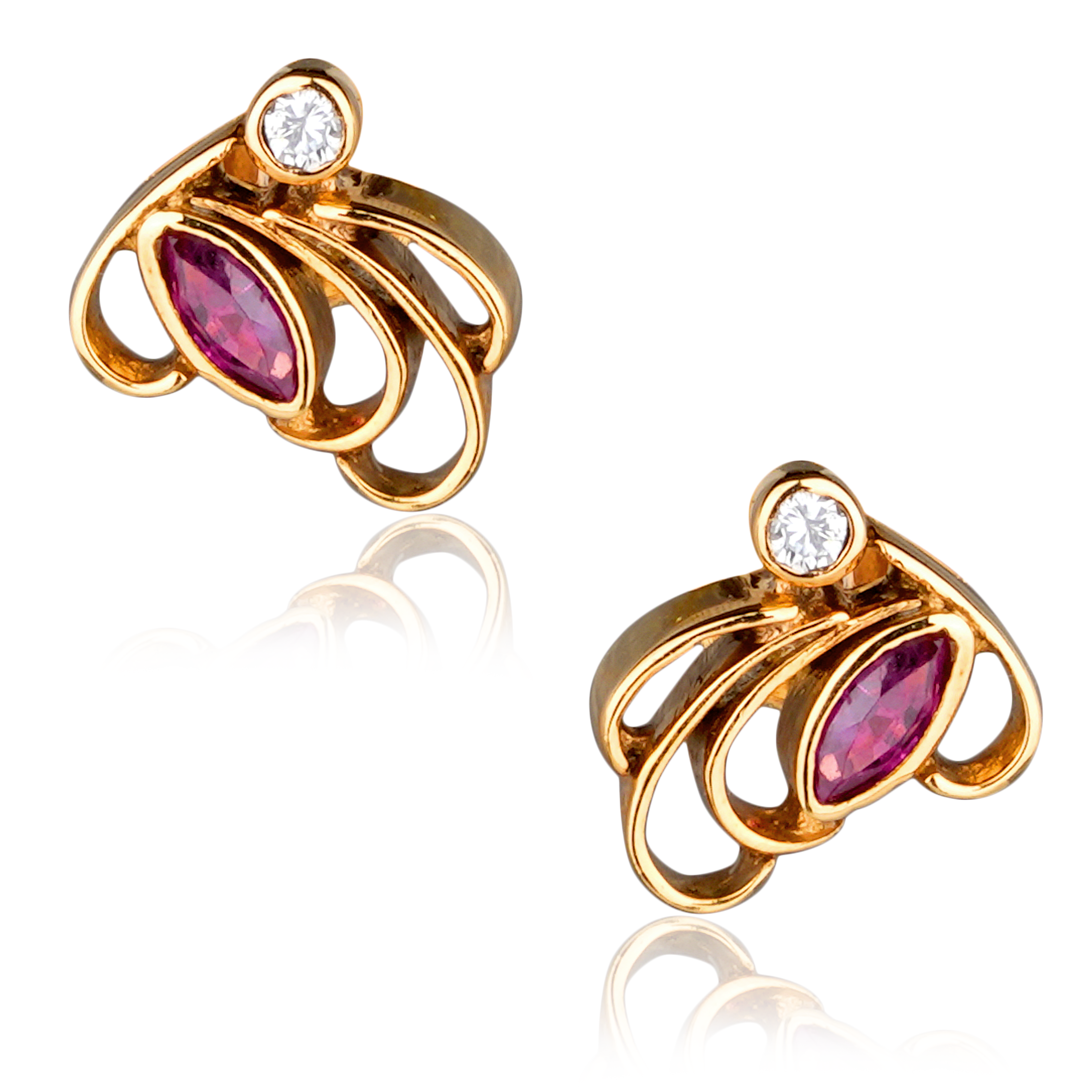 DTF-401 Ruby Diamond Earrings