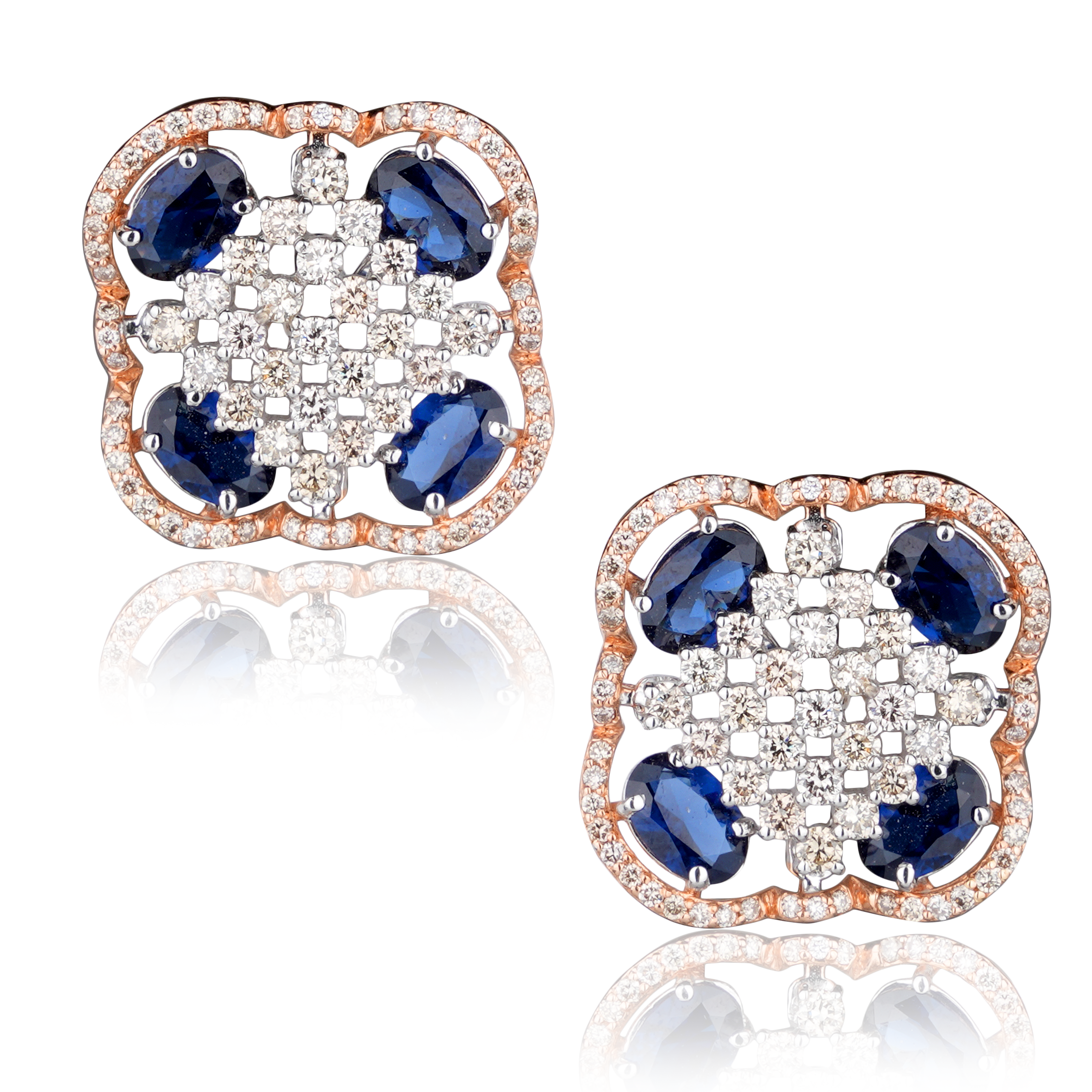 DTF-971 Blue Sapphire Diamond Earrings