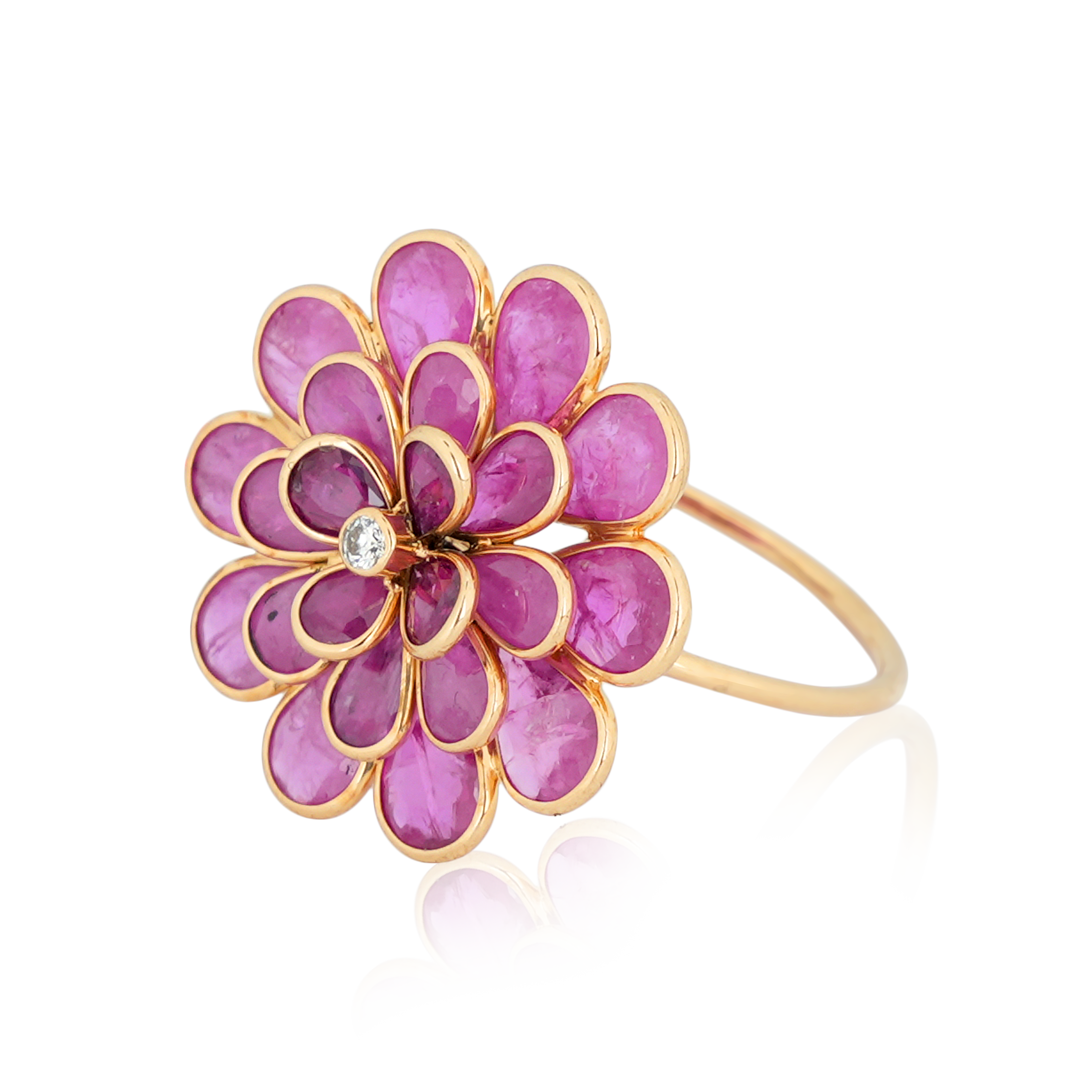 DLRE - 893 Ruby Flower Diamond Ring