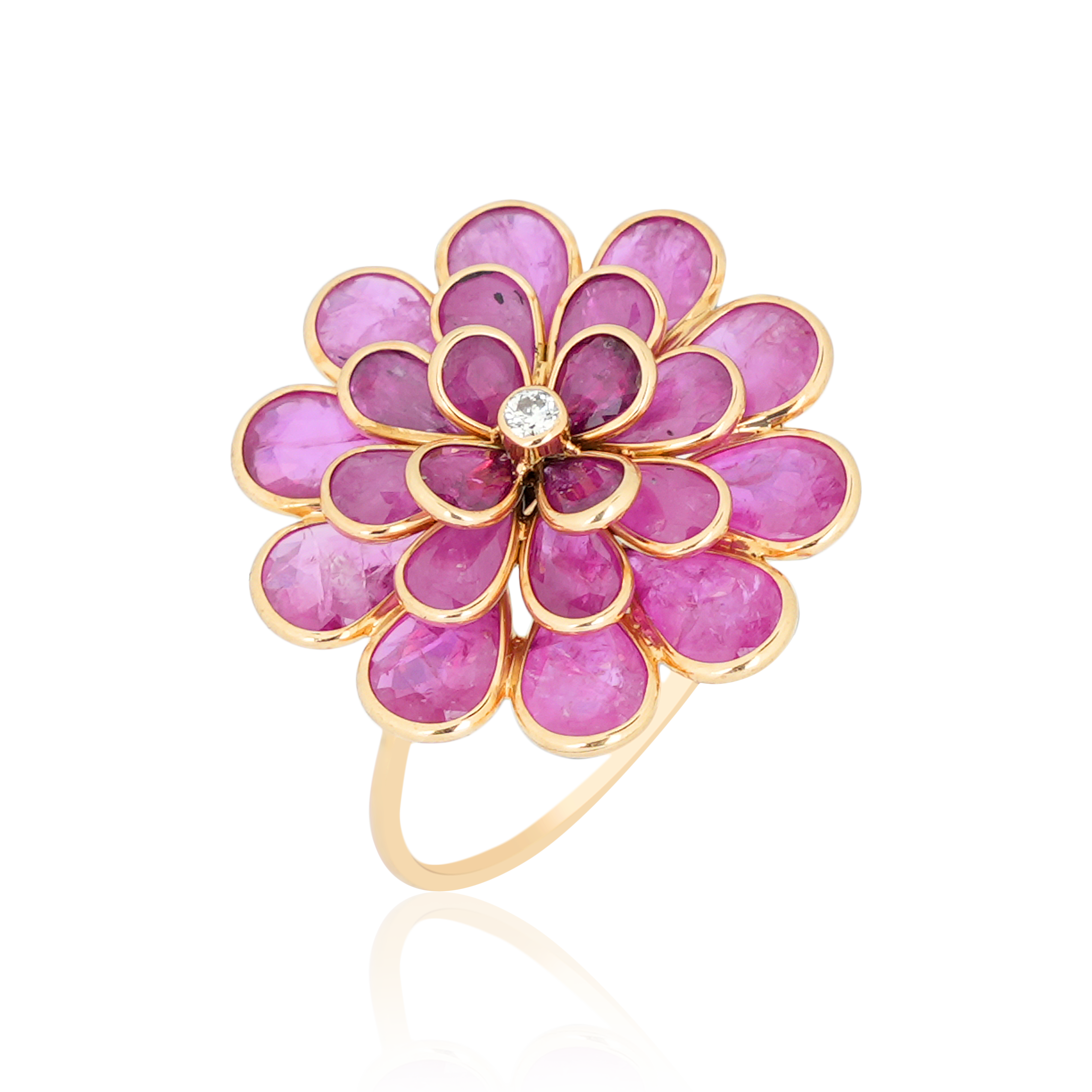 DLRE - 893 Ruby Flower Diamond Ring