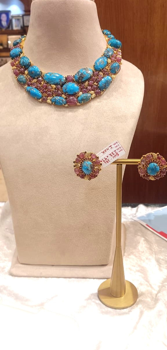 Firoza Ruby Diamond Set
