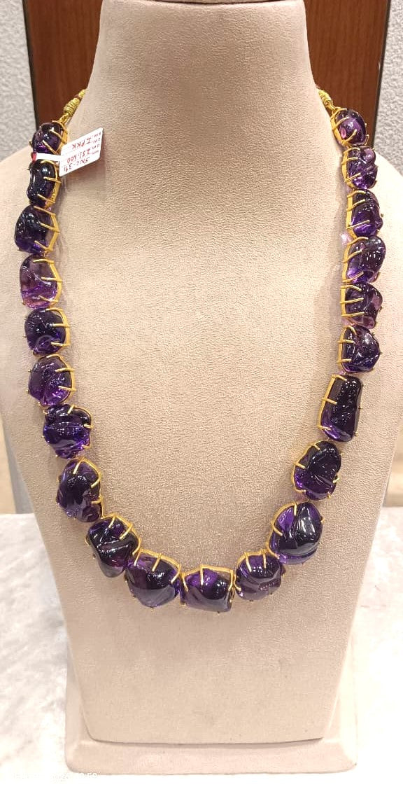 Natural Amethyst Long Necklace Line