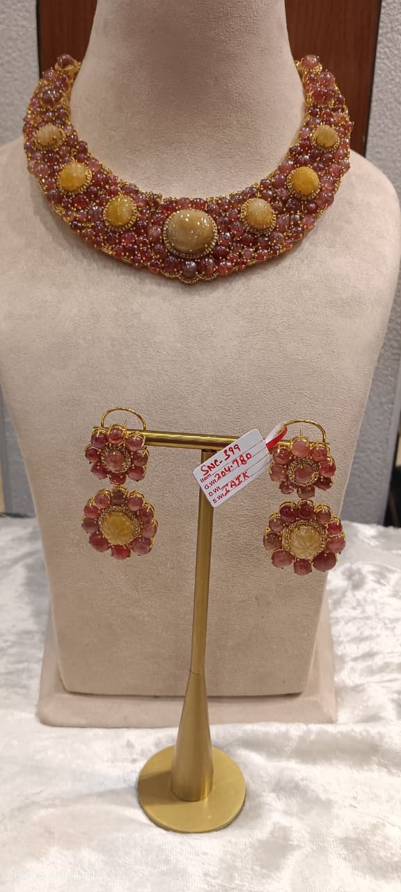 Yellow Sapphire - Ruby Necklace Set