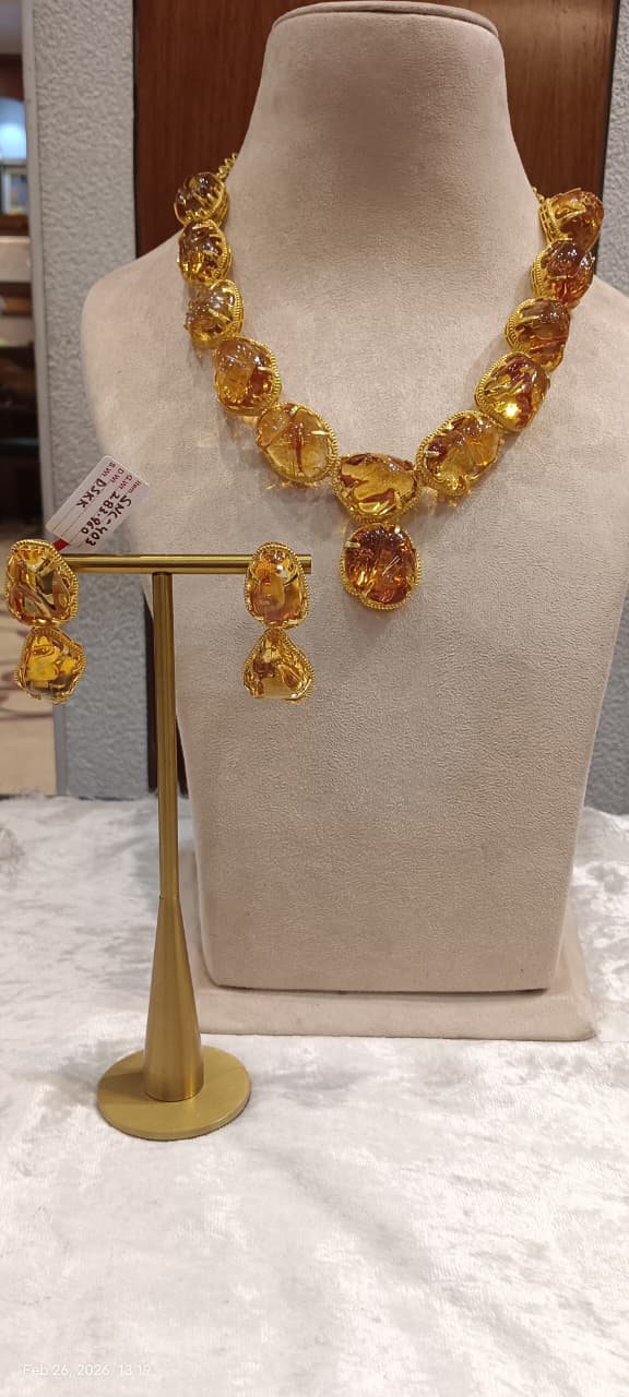 Citrine Long Necklace Set