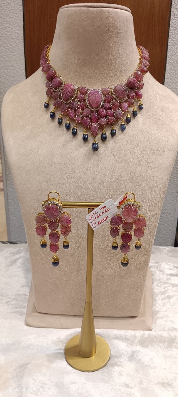 Ruby Set with Blue Sapphire Drops